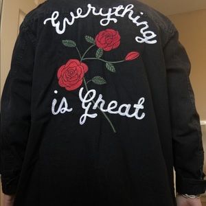 American Eagle Embroidered Denim Shacket